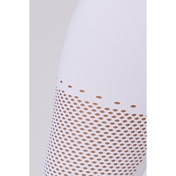 L'urv White 7/8 Cut Out Mesh Athletic Ankle Leggings - Picture 4 of 4